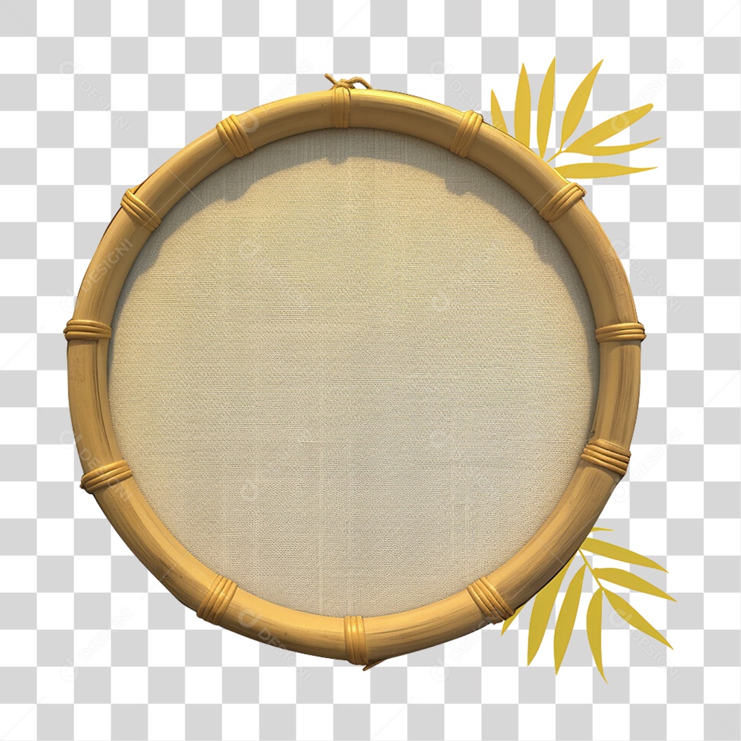 Placa Redonda de Bambu PNG Transparente