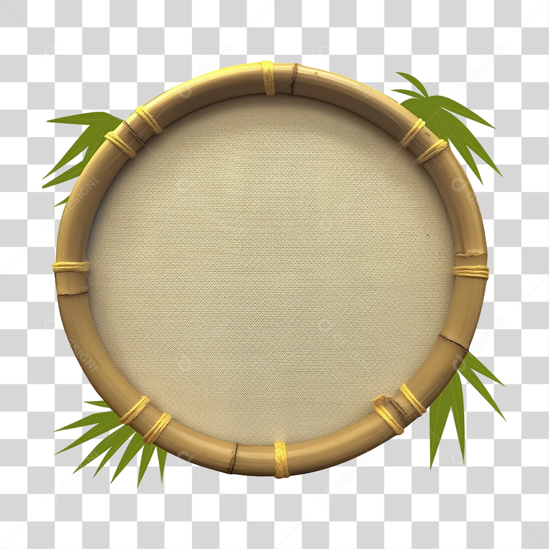 Placa Redonda de Bambu PNG Transparente