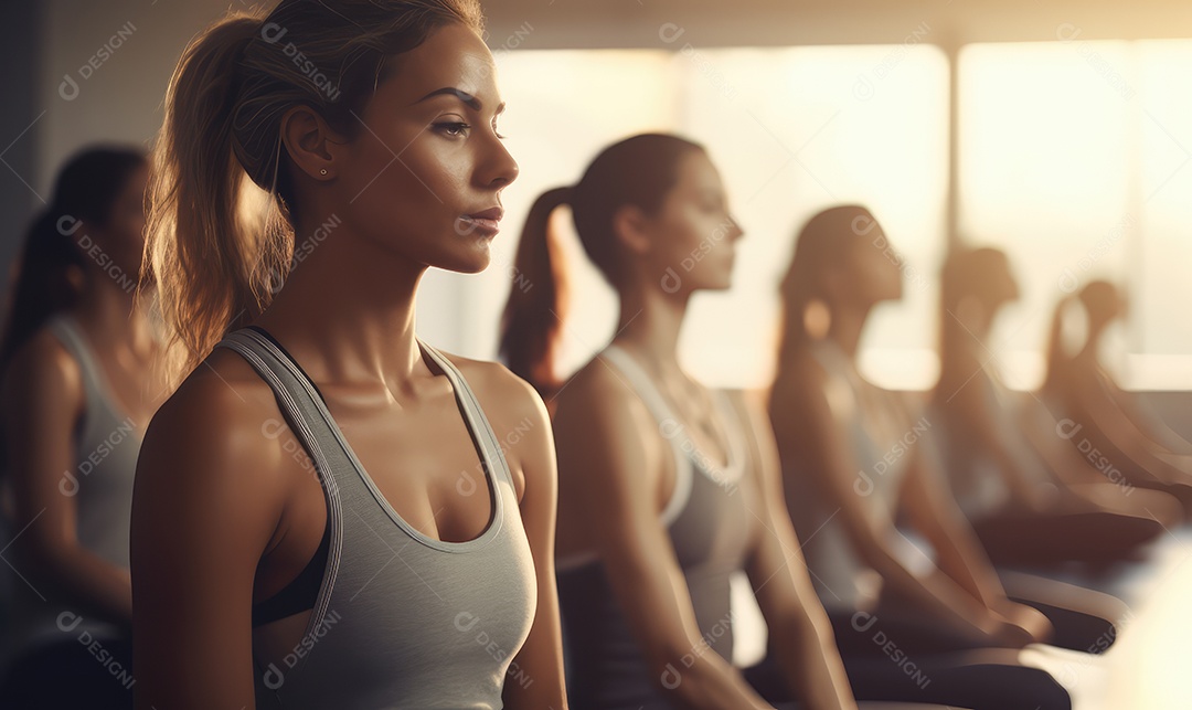 Mulher atleta de ioga na academia fazendo exercícios