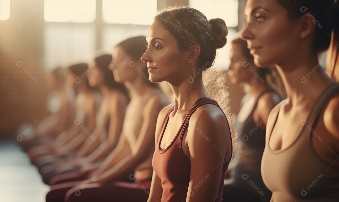 Mulher atleta de ioga na academia fazendo exercícios