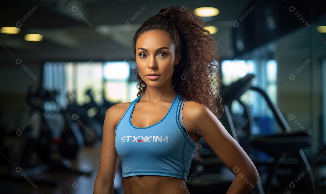 Mulher atleta de musculação na academia fazendo exercícios com pesos