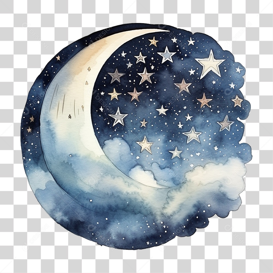 Lua Estrelas Céu PNG Transparente