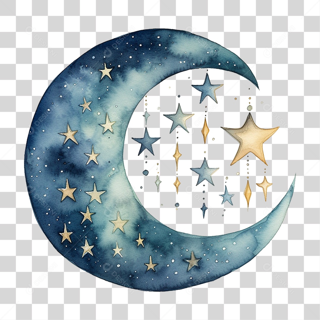 Lua Estrelas Céu PNG Transparente