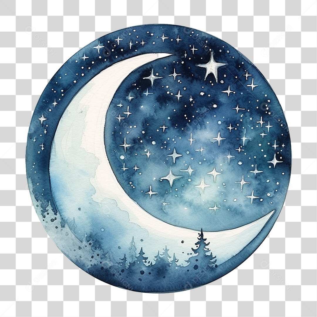 Lua Estrelas Céu PNG Transparente