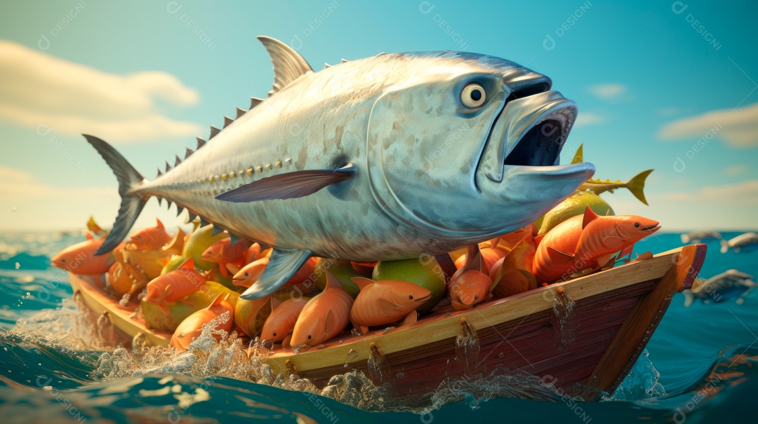 Dia Mundial do Atum, 2 de maio, estilo Desenho 3D.