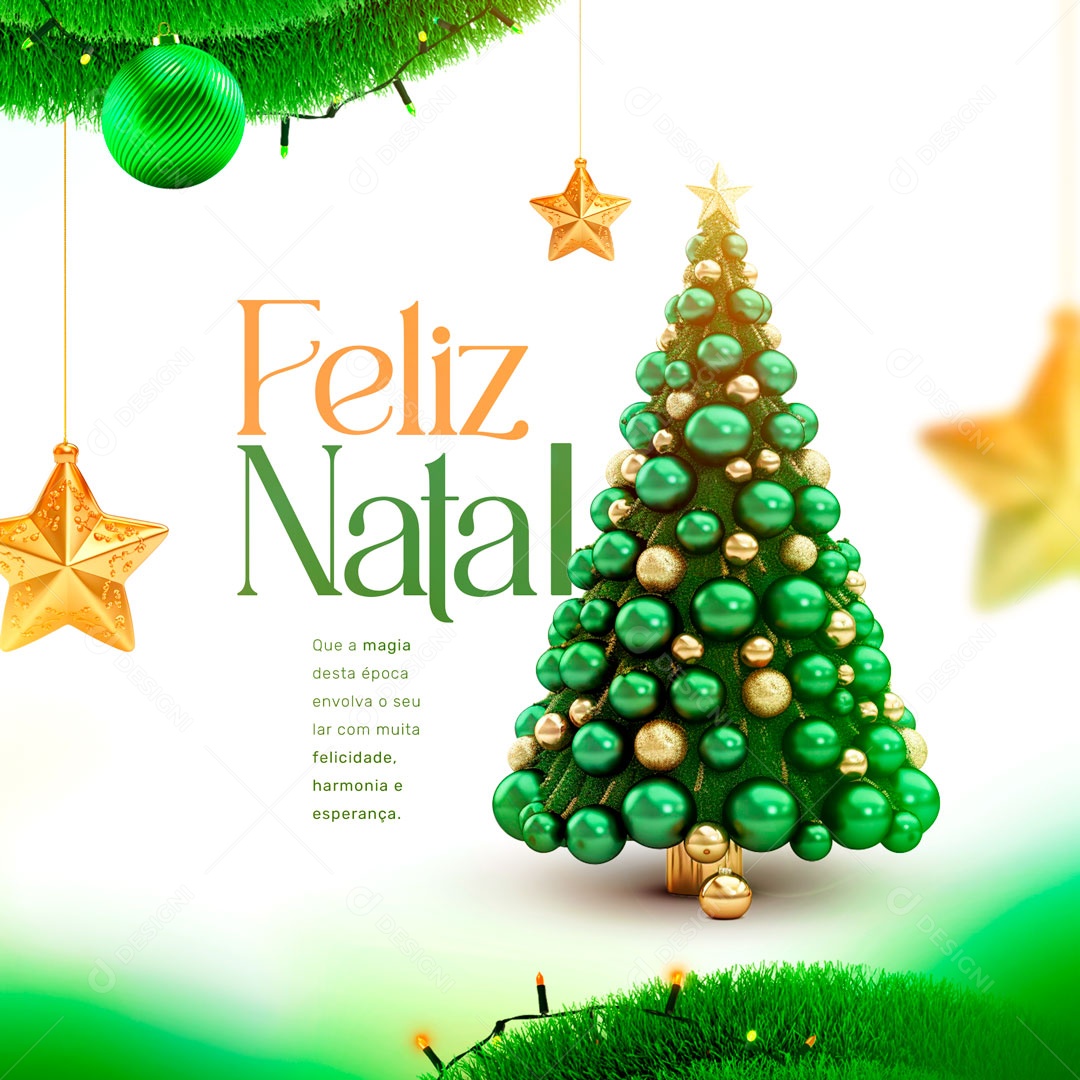 Feliz Natal Felicidade Harmonia e Esperança Social Media PSD Editável