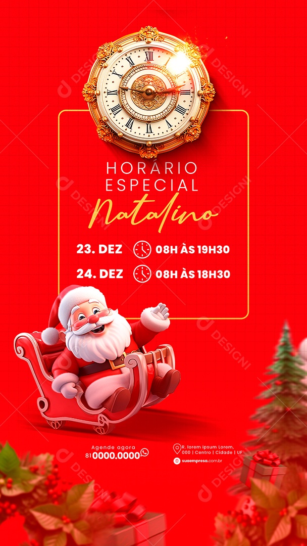 Social Media Story Horário Especial Natalino PSD Editável