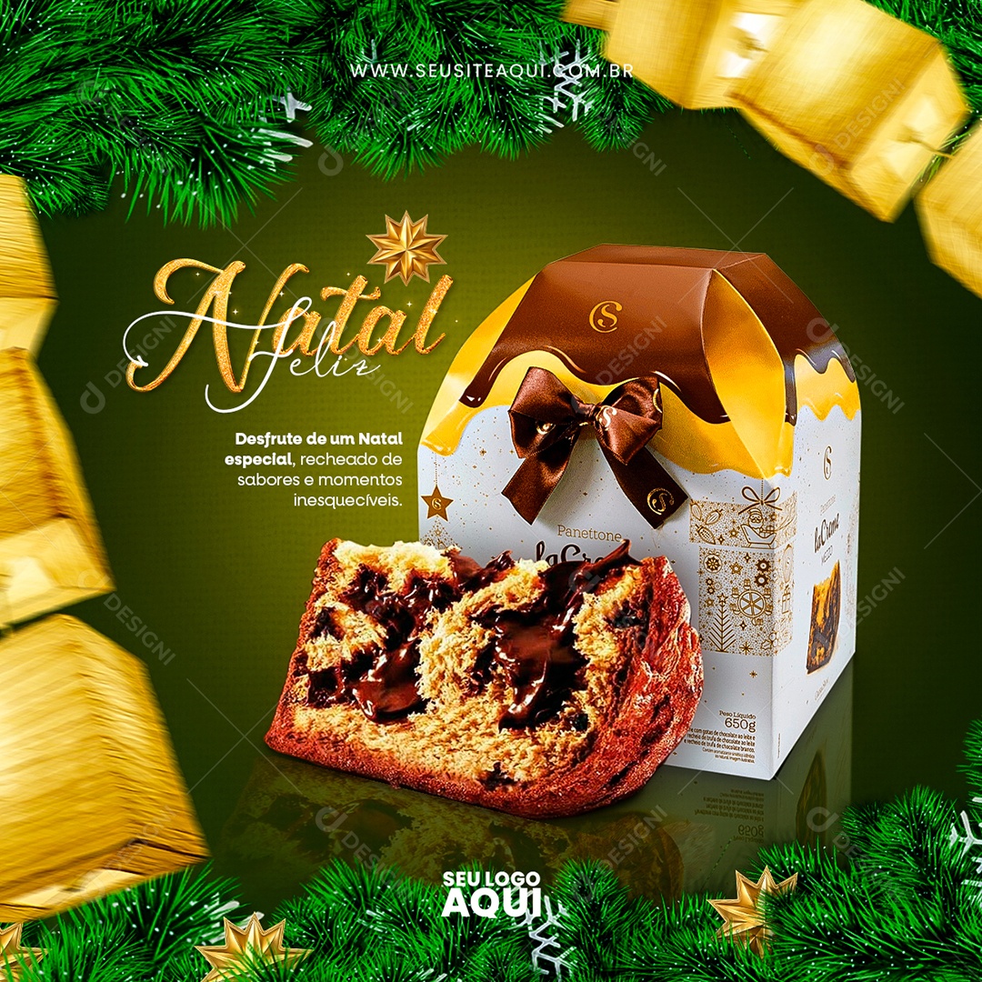 Feliz Natal Recheado de Sabores e Momentos Inesquecíveis Social Media PSD Editável