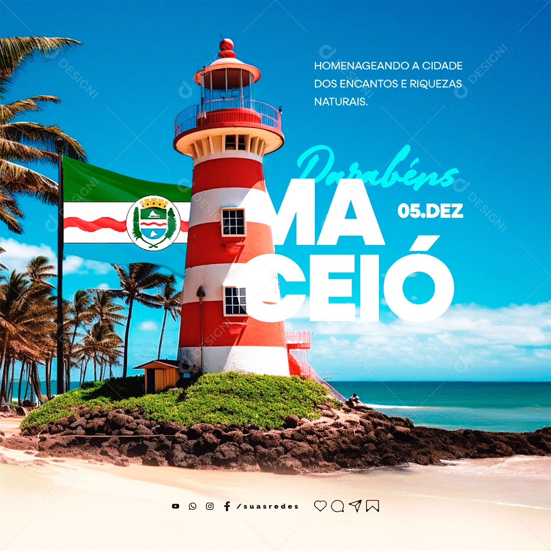 Aniversário Parabéns Maceió 05 de Dezembro Social Media PSD Editável
