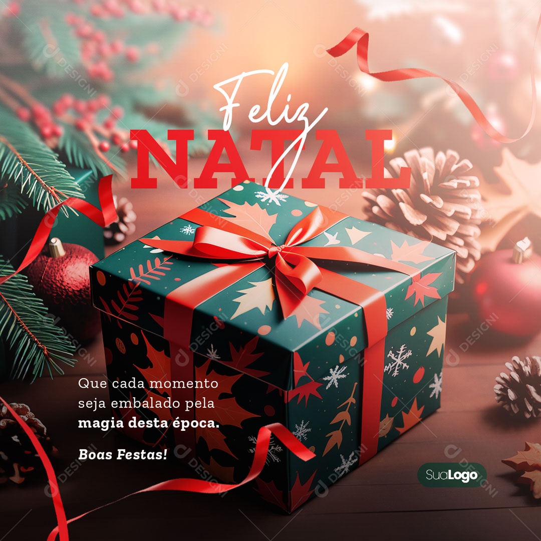Feliz Natal Mágia Desta Época Social Media PSD Editável