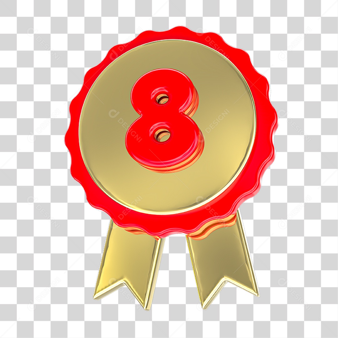 Elemento 3D Feliz Aniversário Etiqueta Vermelha 8 PNG Transparente