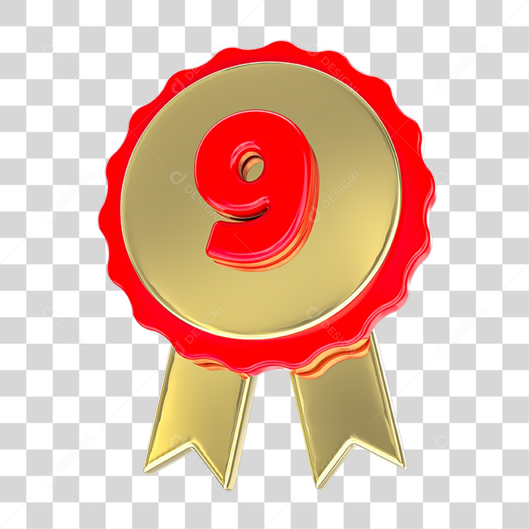 Elemento 3D Feliz Aniversário Etiqueta Vermelha 9 PNG Transparente