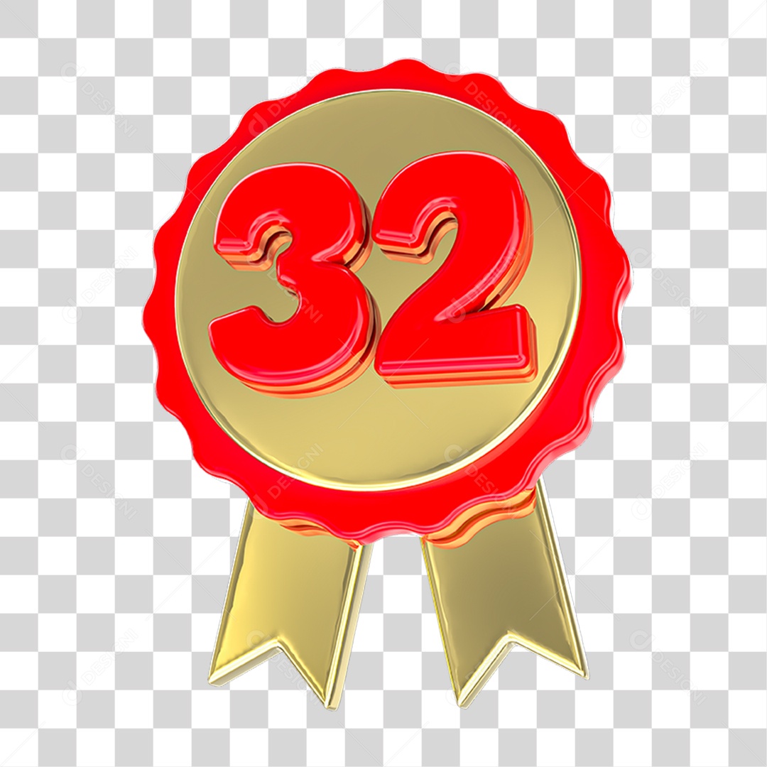 Elemento 3D Feliz Aniversário Etiqueta Vermelha 32 PNG Transparente