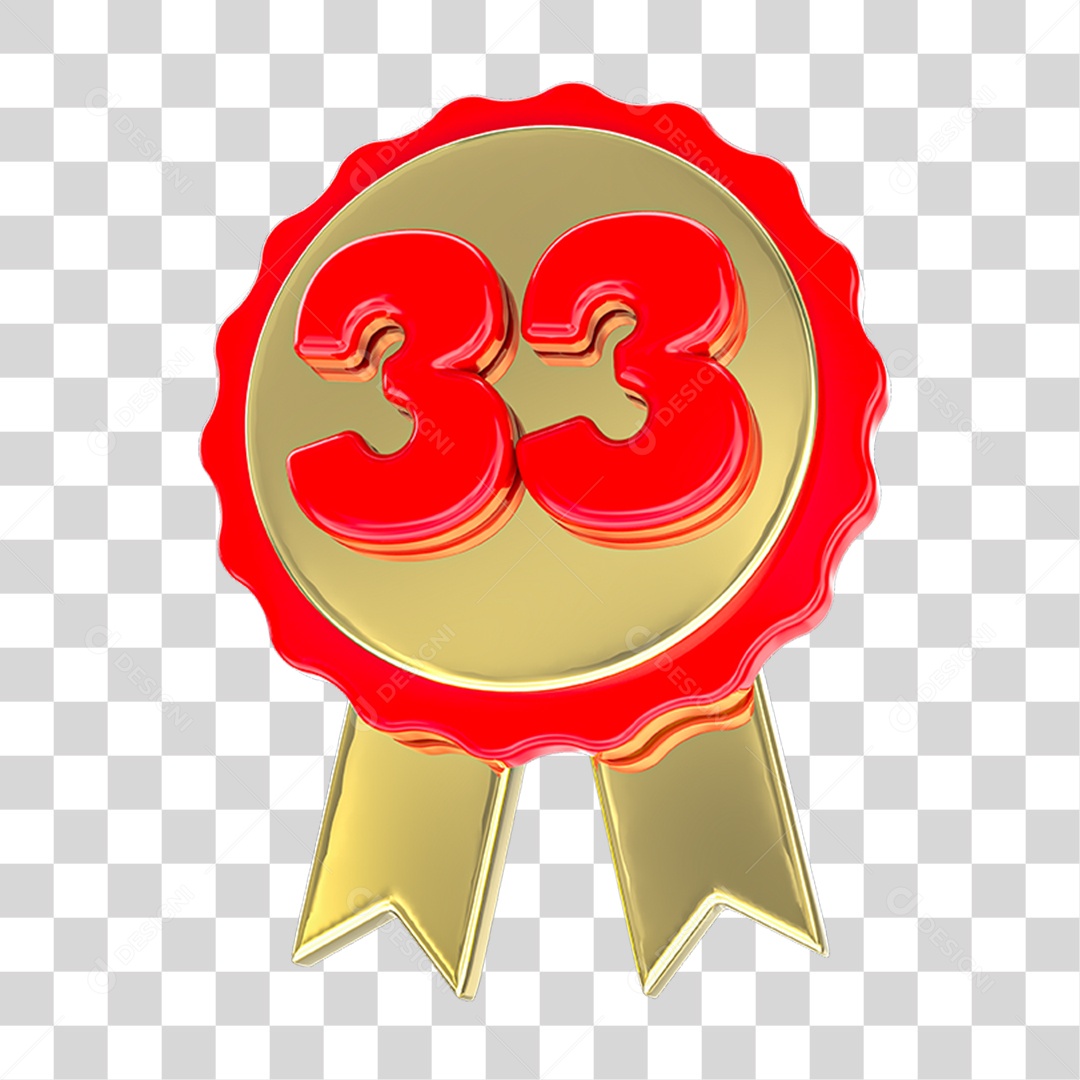 Elemento 3D Feliz Aniversário Etiqueta Vermelha 33 PNG Transparente
