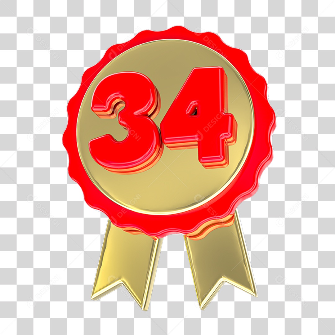Elemento 3D Feliz Aniversário Etiqueta Vermelha 34 PNG Transparente