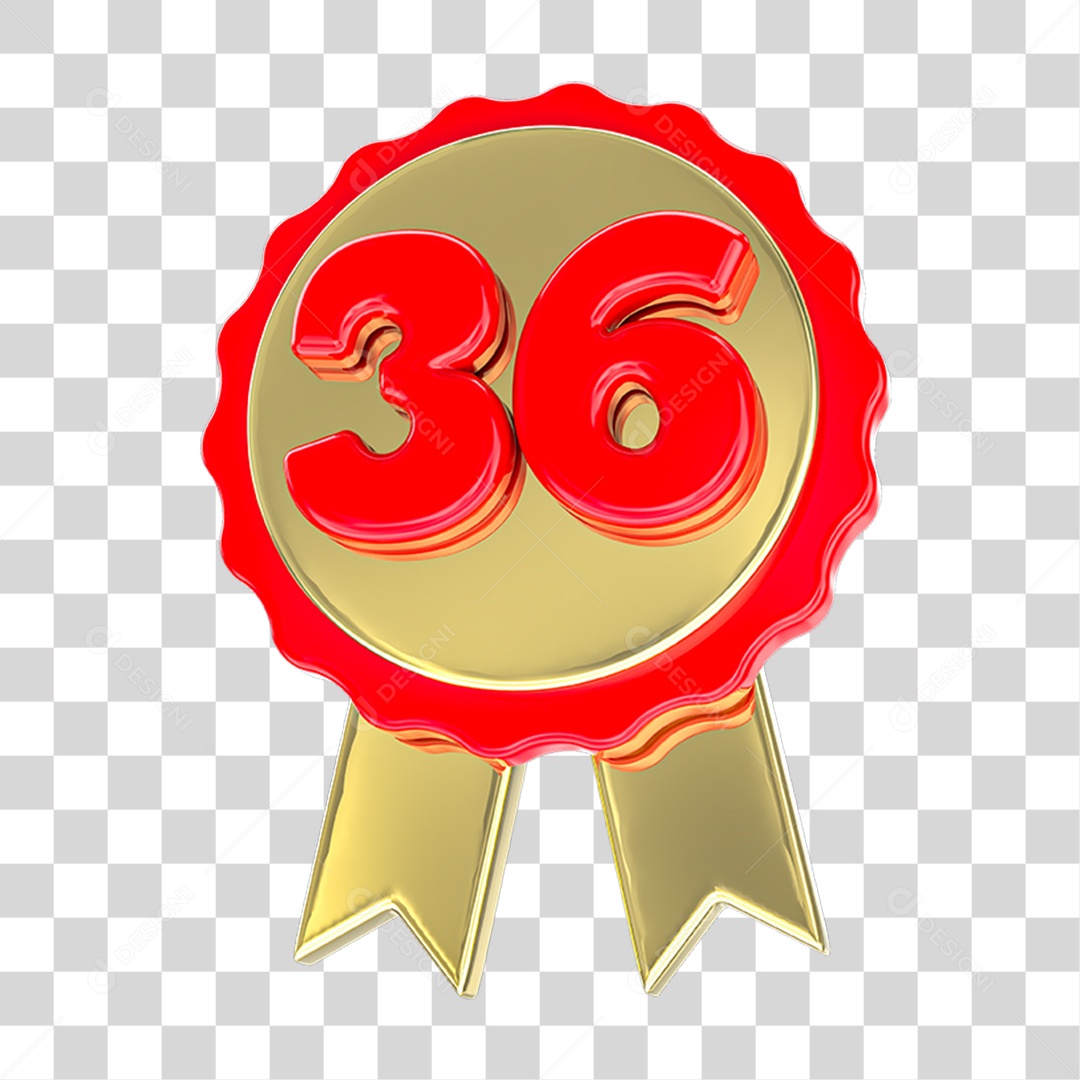 Elemento 3D Feliz Aniversário Etiqueta Vermelha 36 PNG Transparente