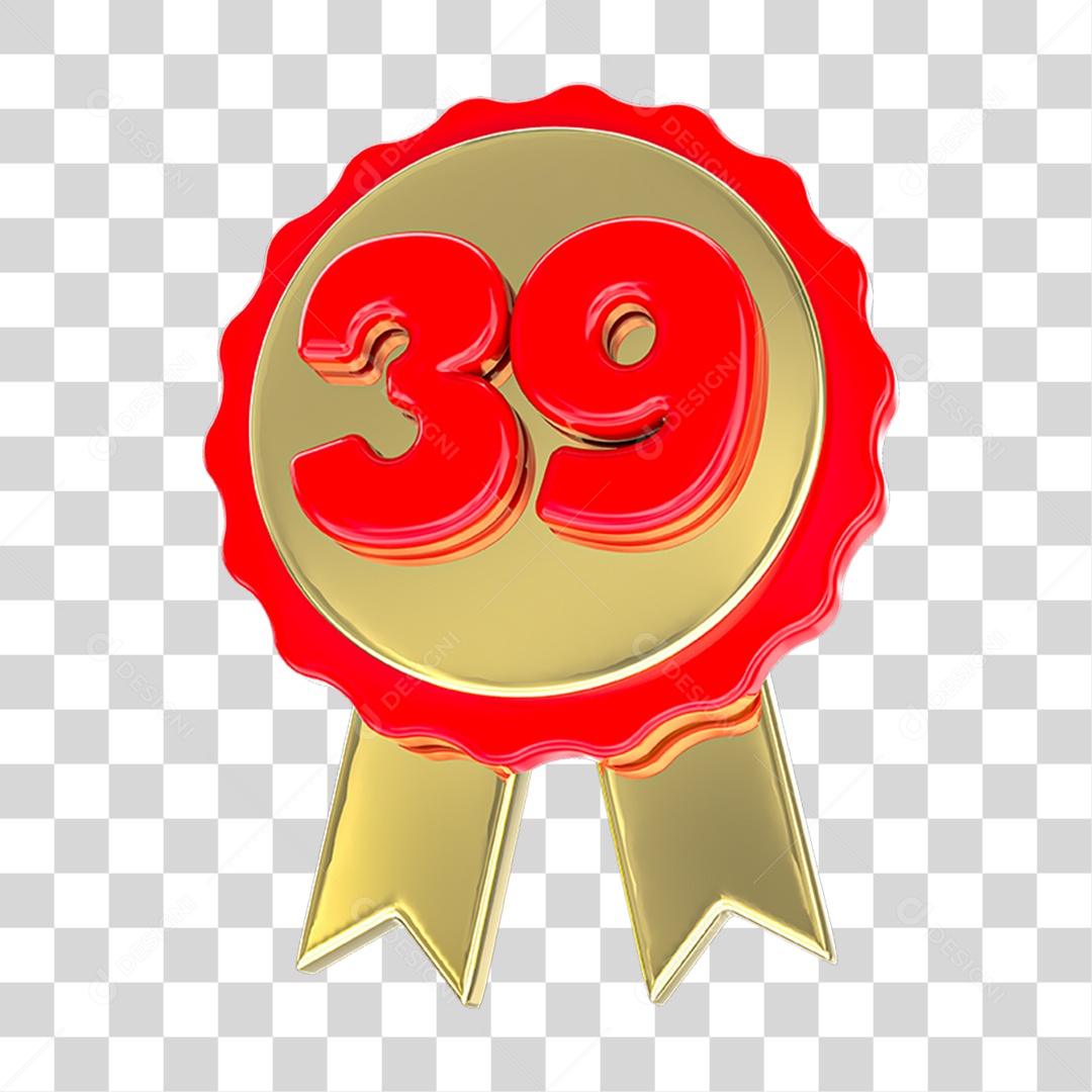 Elemento 3D Feliz Aniversário Etiqueta Vermelha 39 PNG Transparente