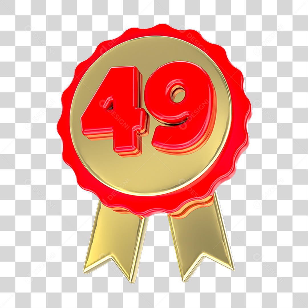 Elemento 3D Feliz Aniversário Etiqueta Vermelha 49 PNG Transparente