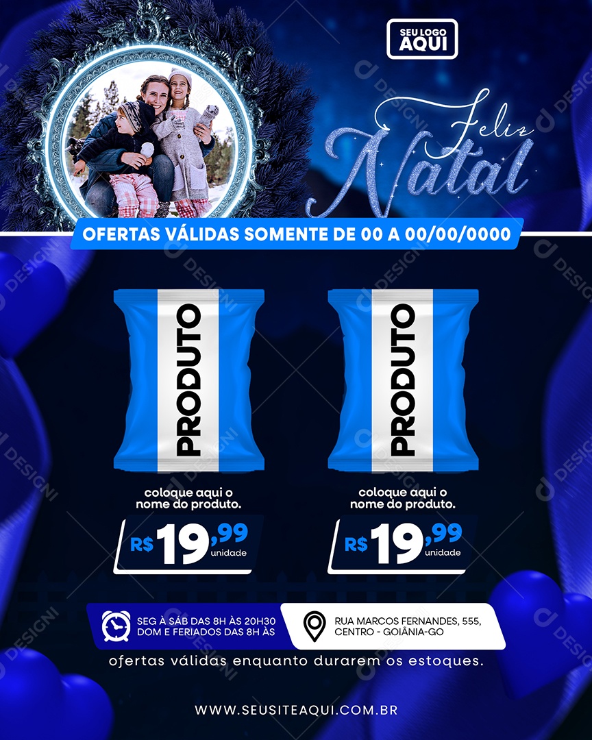 Supermercado Feliz Natal Ofertas Produto Social Media PSD Editável