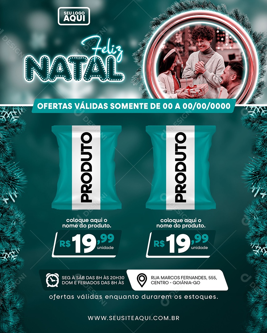 Supermercado Feliz Natal Ofertas Produto Social Media PSD Editável