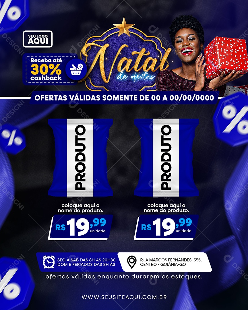 Social Media Supermercado Natal de Ofertas Produto PSD Editável