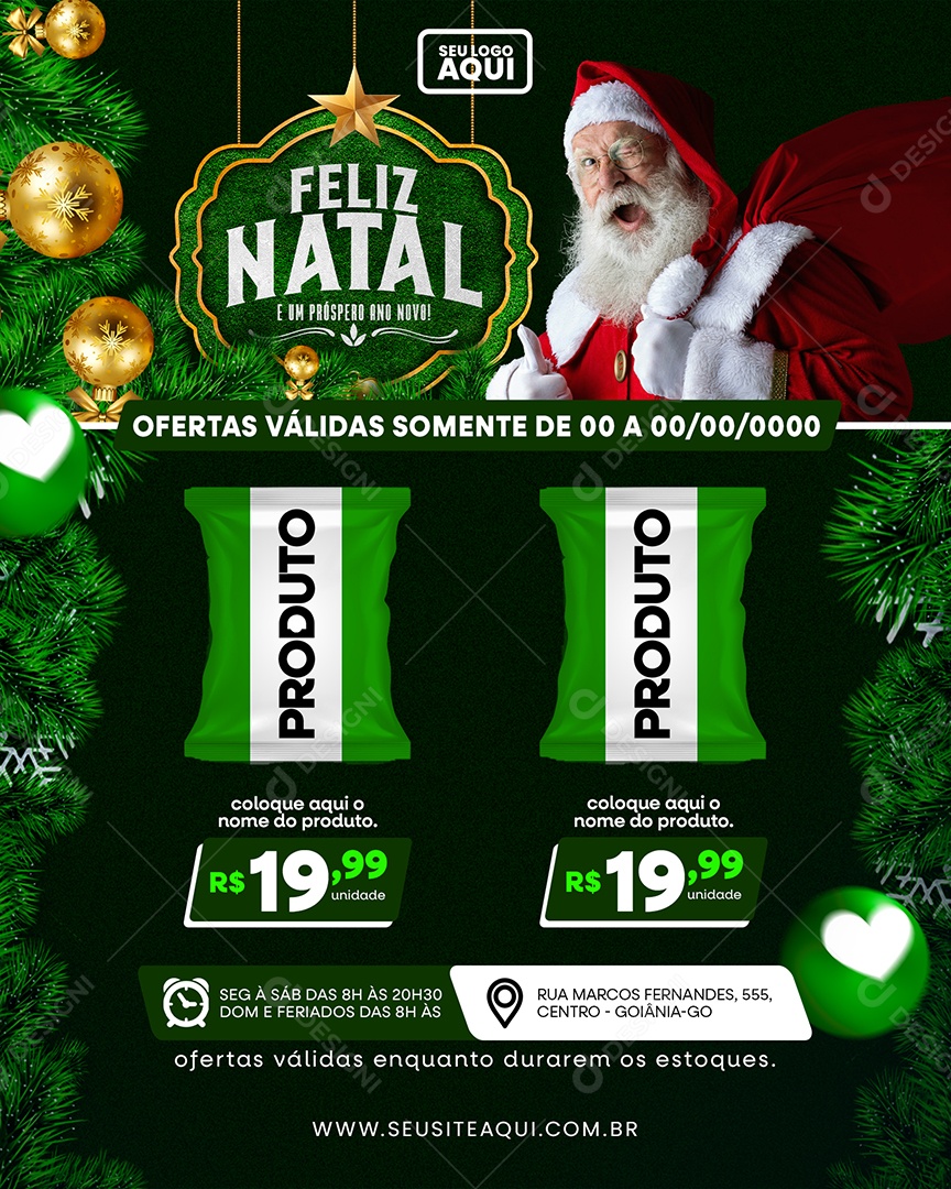 Supermercado Feliz Natal E Um Próspero Ano Novo Produto Ofertas Social Media PSD Editável