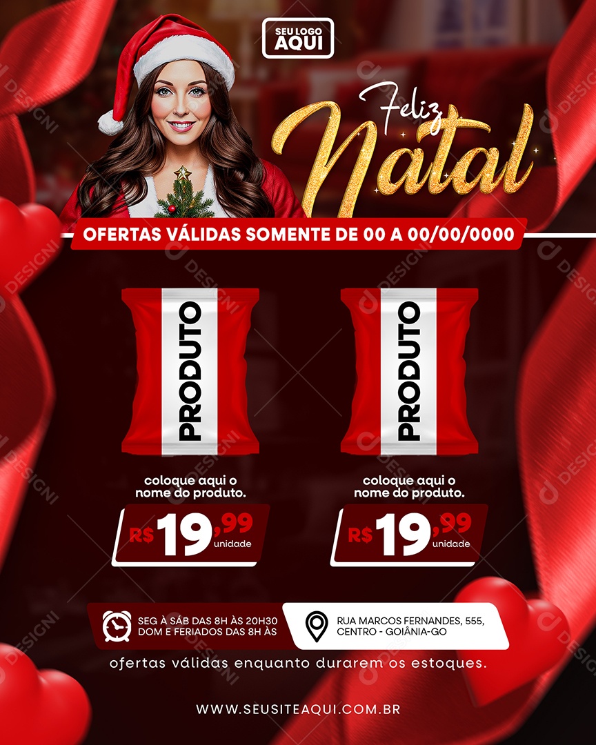 Social Media Supermercado Feliz Natal Ofertas Produto PSD Editável