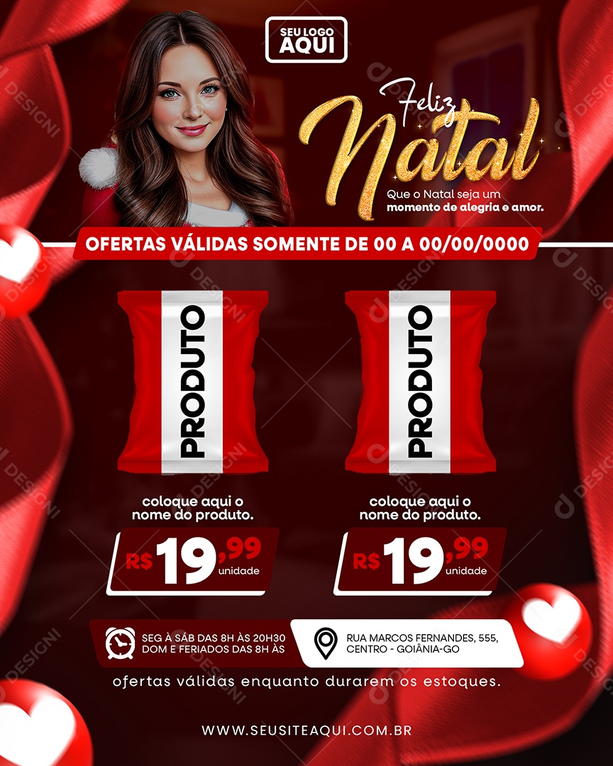 Supermercado Feliz Natal Ofertas Produto Social Media PSD Editável