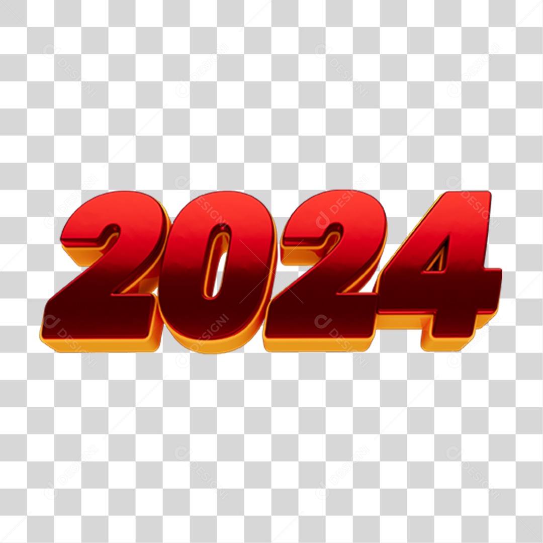 Número 3D 2024 PNG Transparente