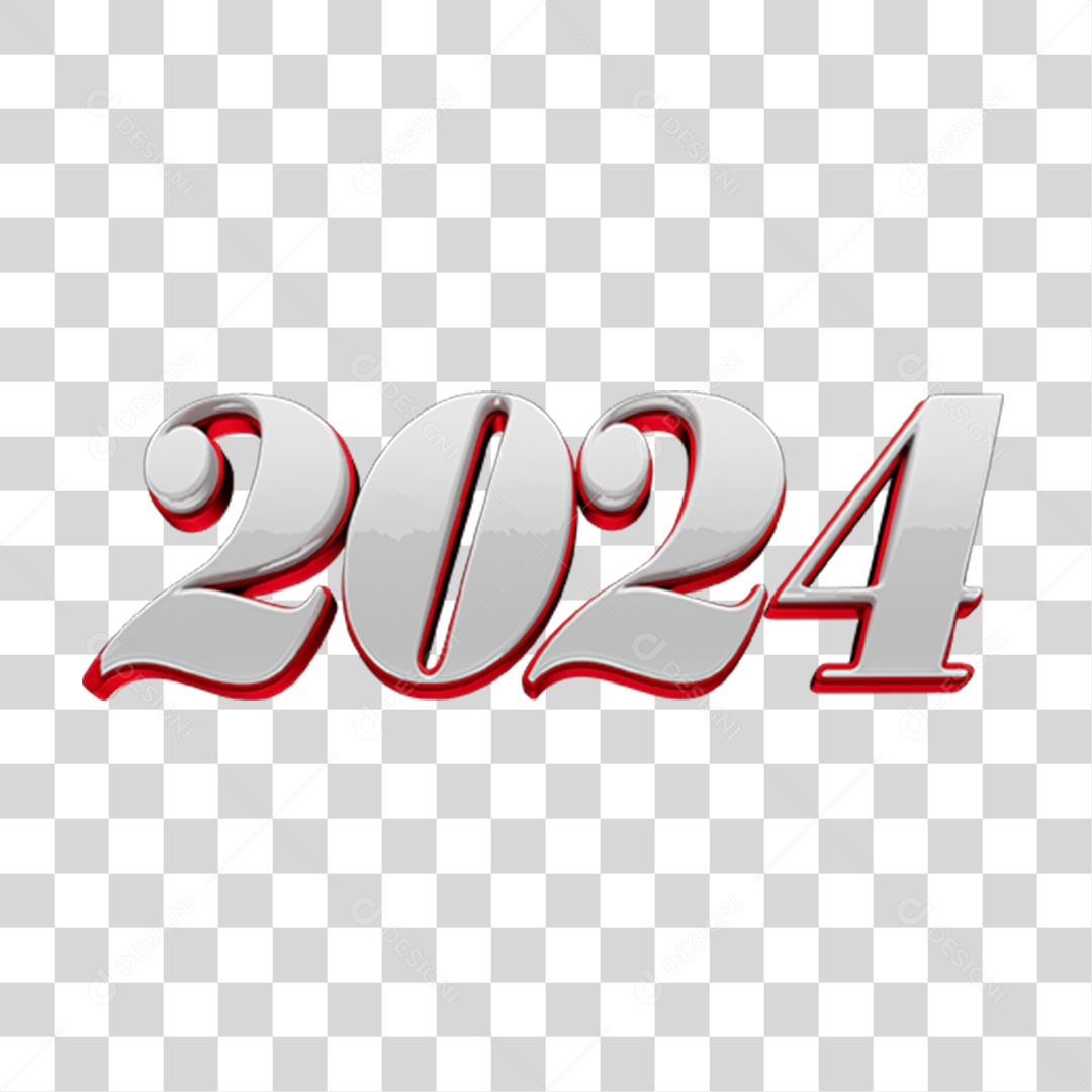 Número 3D 2024 PNG Transparente
