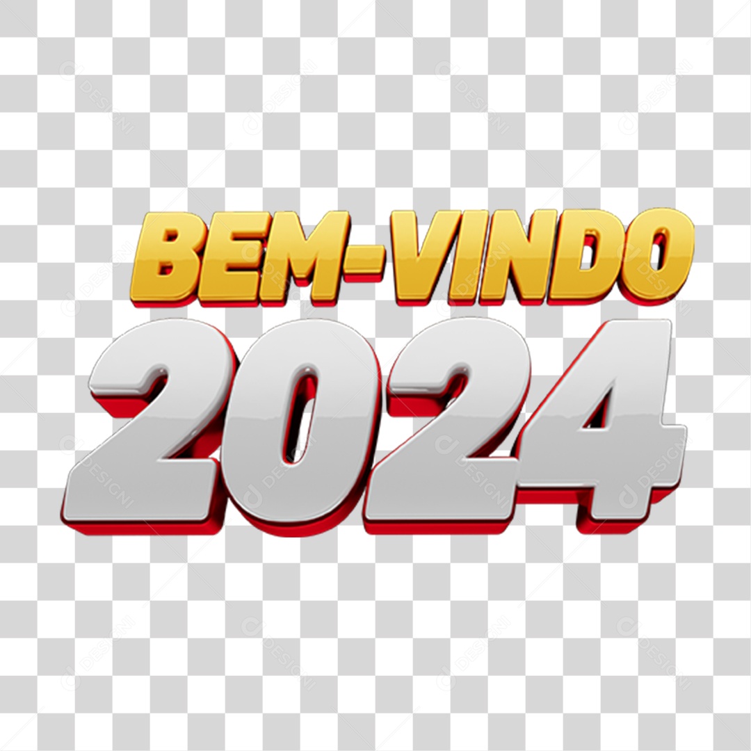 Selo 3D Bem Vindo 2024 PNG Transparente
