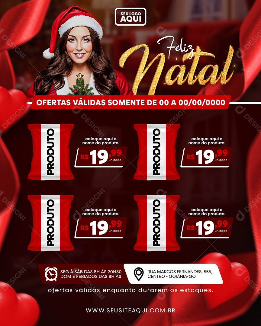 Social Media Supermercado Feliz Natal Ofertas Produto PSD Editável