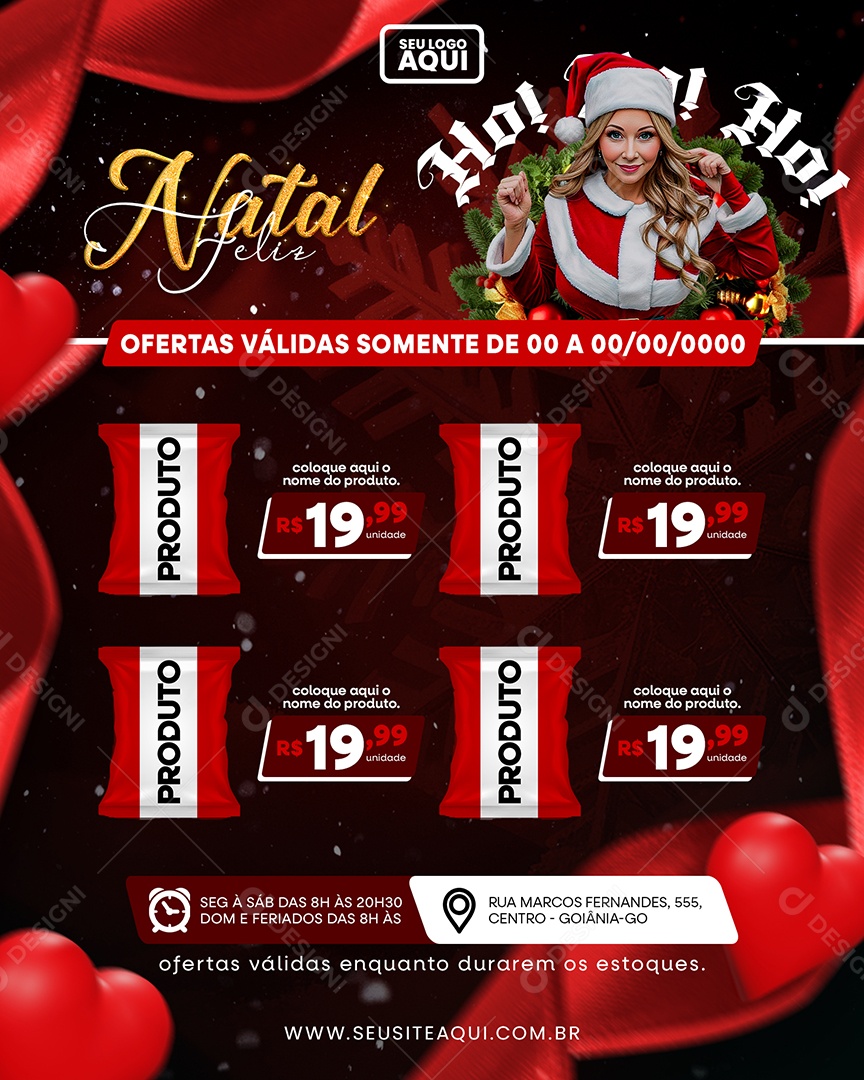 Supermercado Natal Feliz Ho Ho Ofertas Produto Social Media PSD Editável