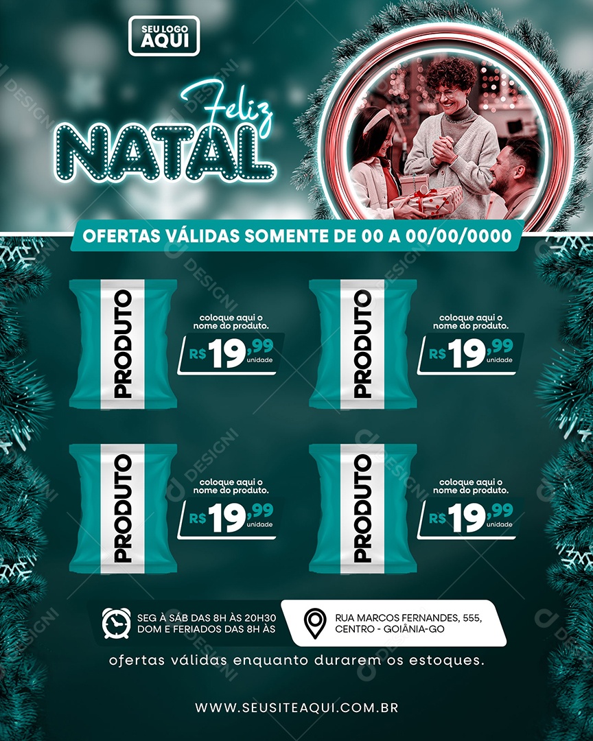 Social Media Supermercado Feliz Natal Ofertas Produto PSD Editável