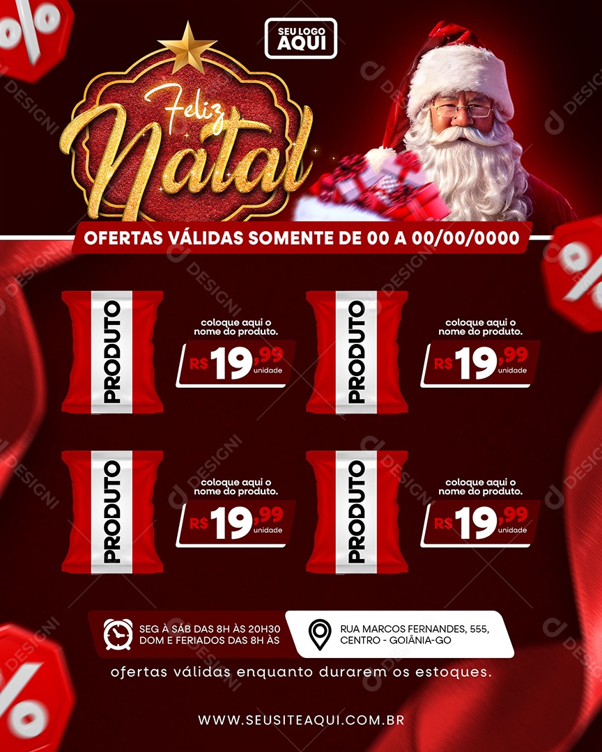 Supermercado Feliz Natal Ofertas Produto Social Media PSD Editável