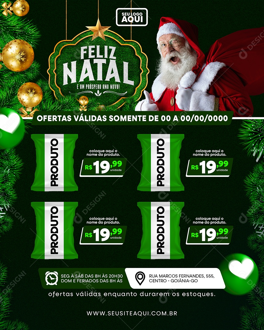 Supermercado Feliz Natal E Um Próspero Ano Novo Produto Ofertas Social Media PSD Editável