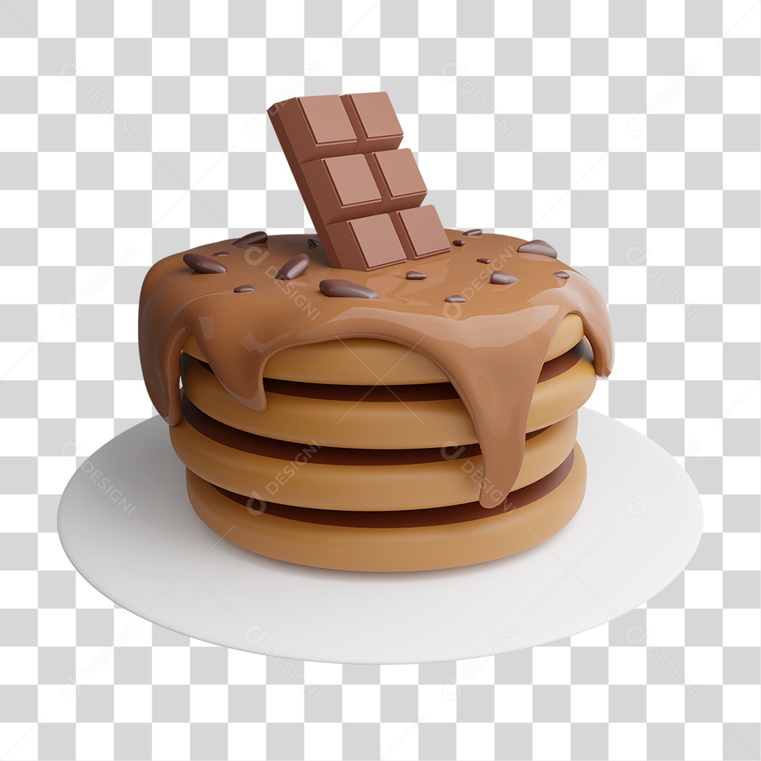 Elemento 3D Panquecas Recheadas PNG Transparente