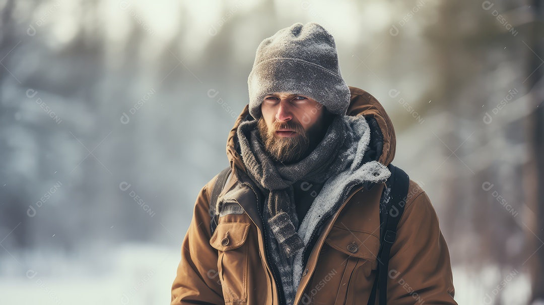 Imagens de inverno de um homem