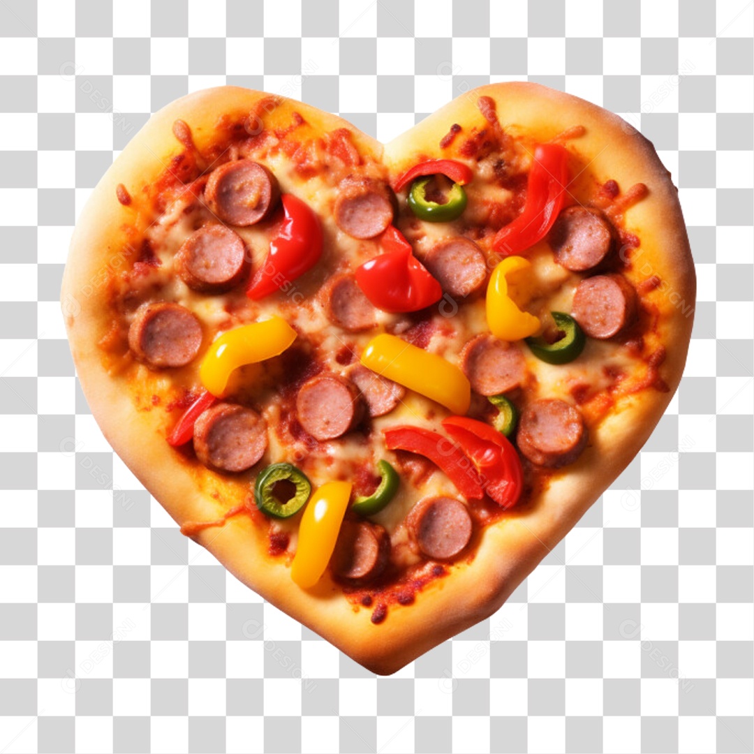 Pizza Vários Sabores em Forma de Coração PNG Transparente