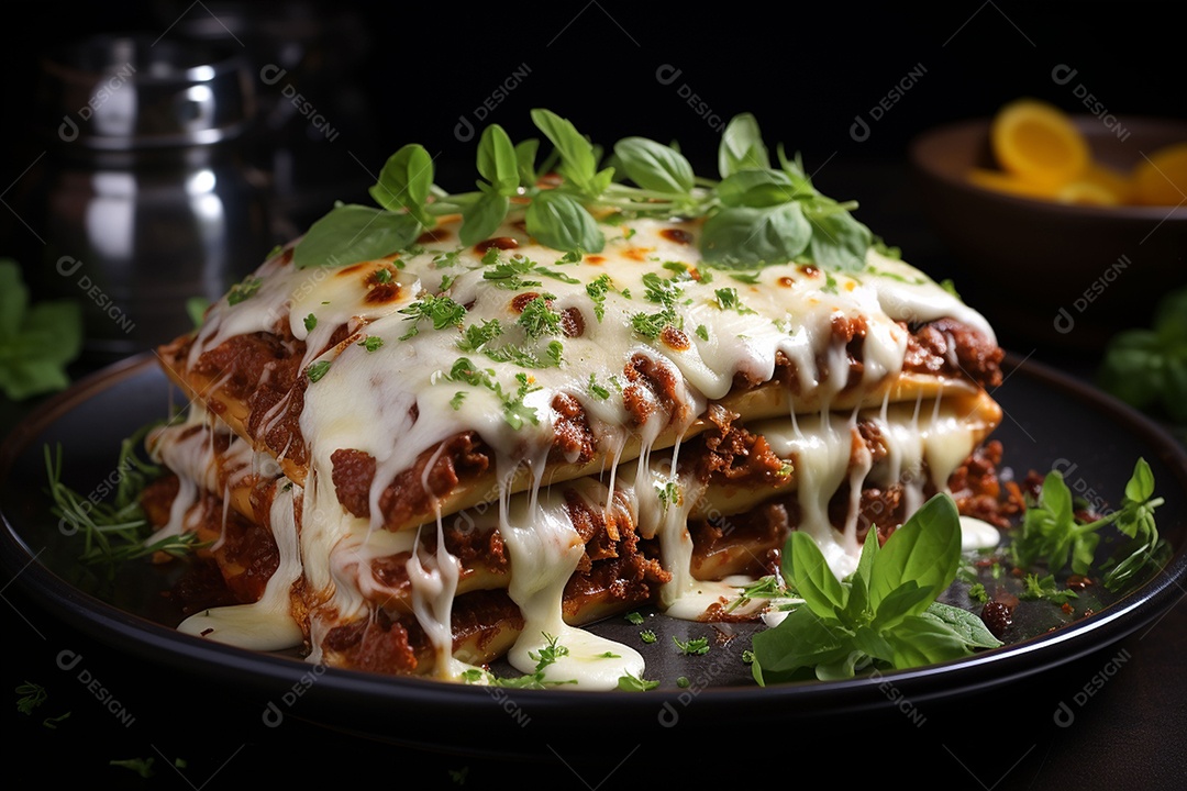 Clássica lasanha de carne com queijo