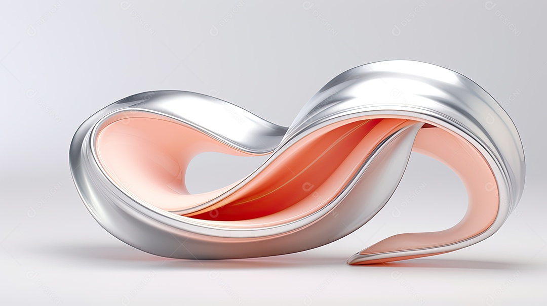 Fundo ondulado 3D em tons de pêssego e prata