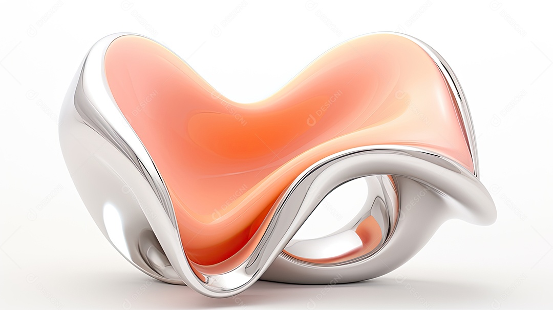 Fundo ondulado 3D em tons de pêssego e prata