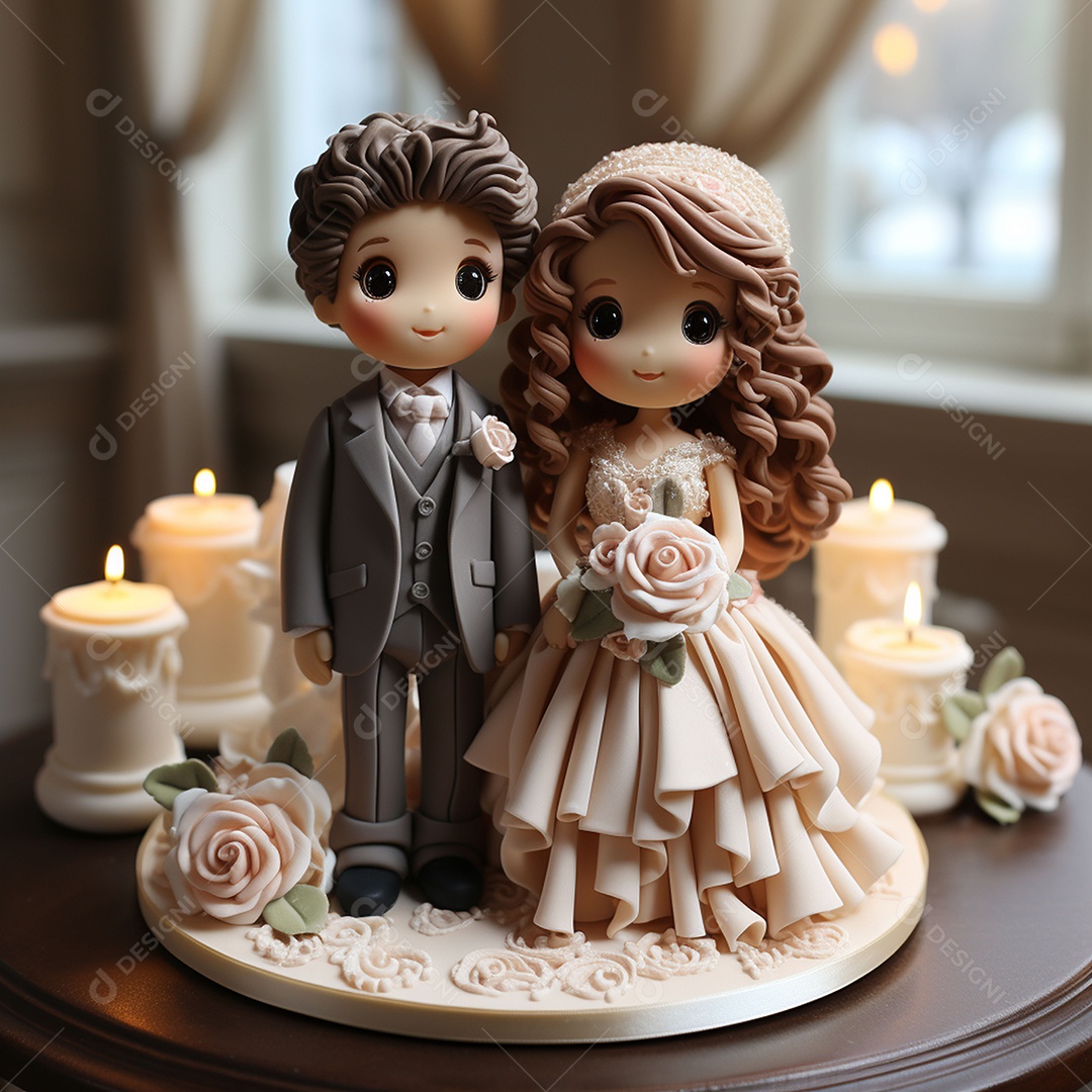 Bolo de casamento fofo para noivos