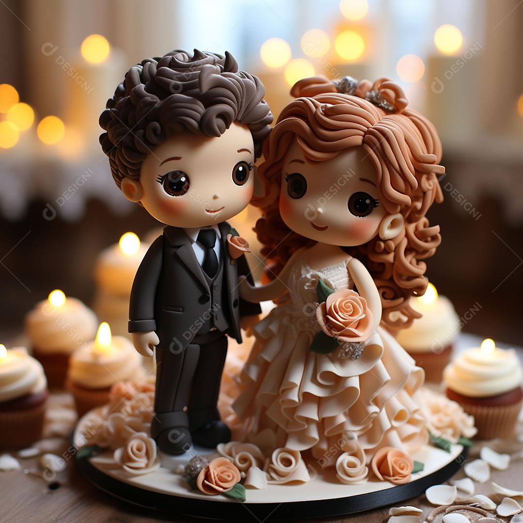 Bolo de casamento fofo para noivos