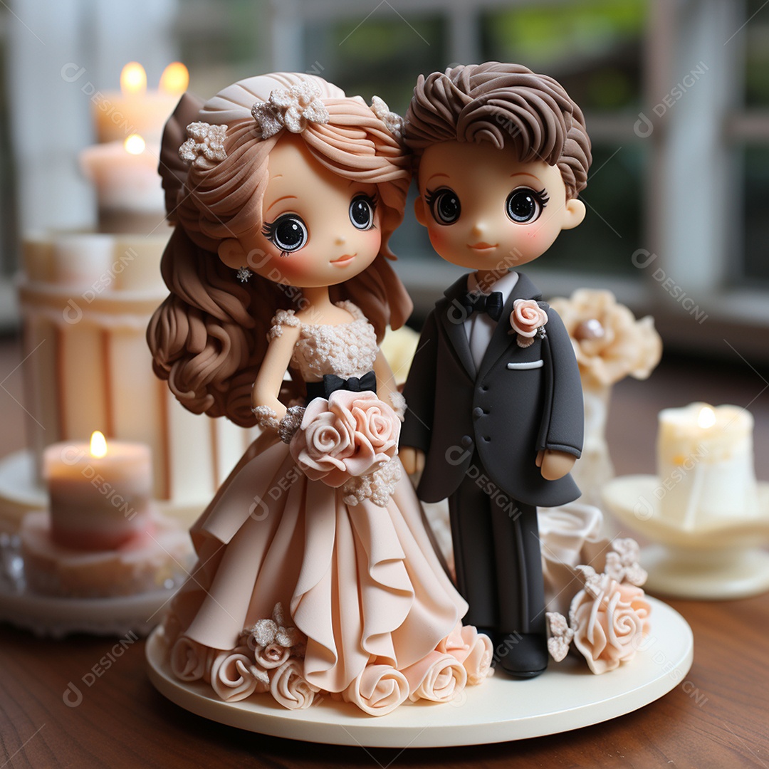 Bolo de casamento fofo para noivos