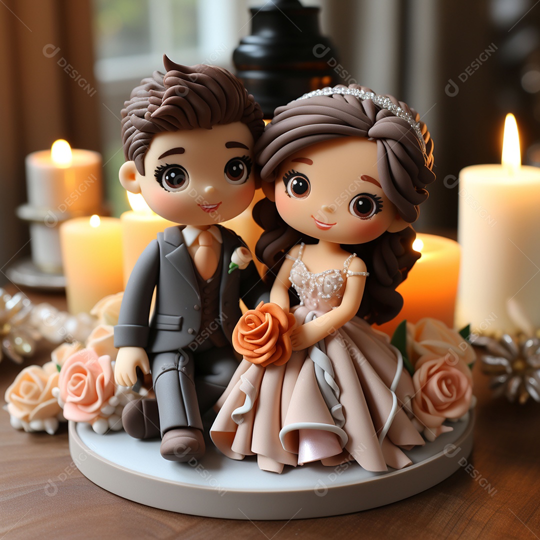 Bolo de casamento fofo para noivos