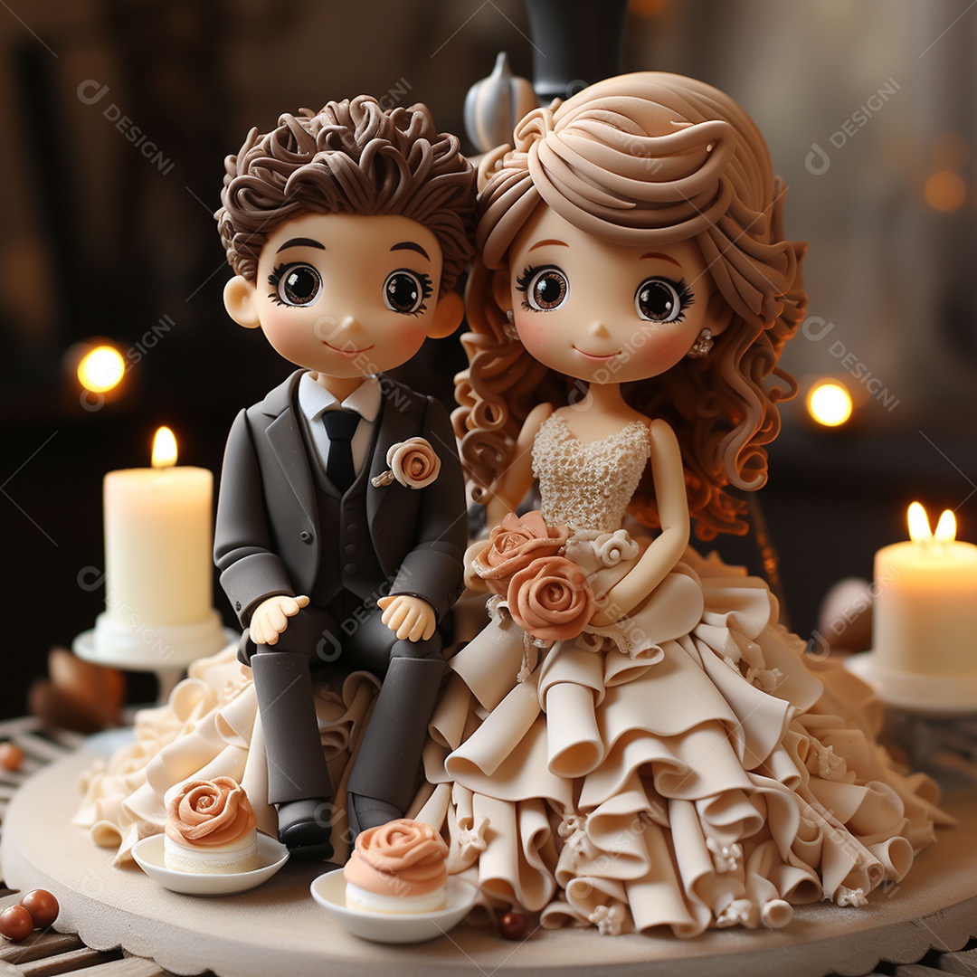 Bolo de casamento fofo para noivos