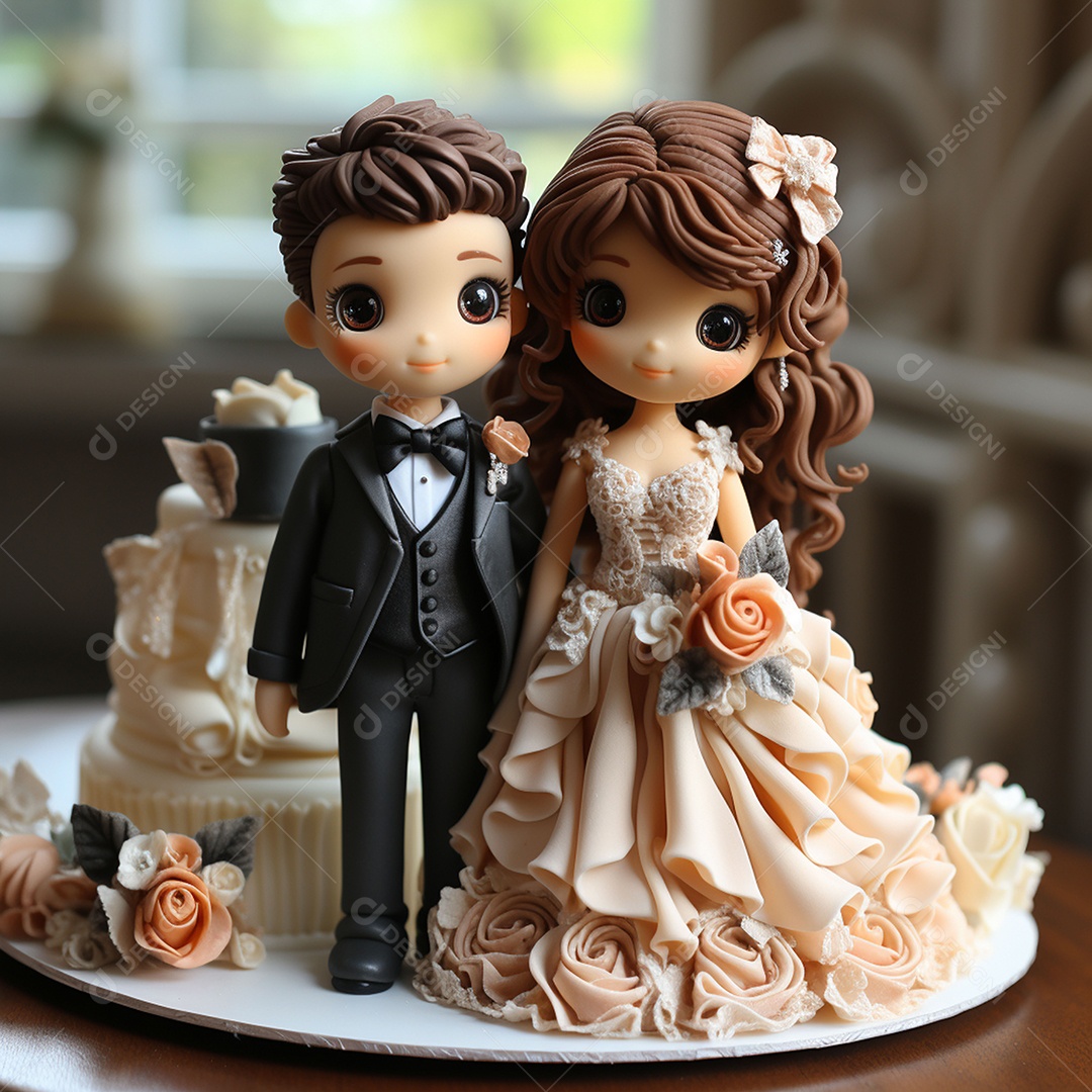 Bolo de casamento fofo para noivos