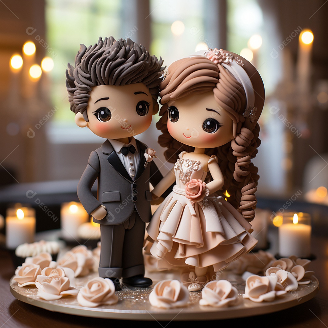 Bolo de casamento fofo para noivos