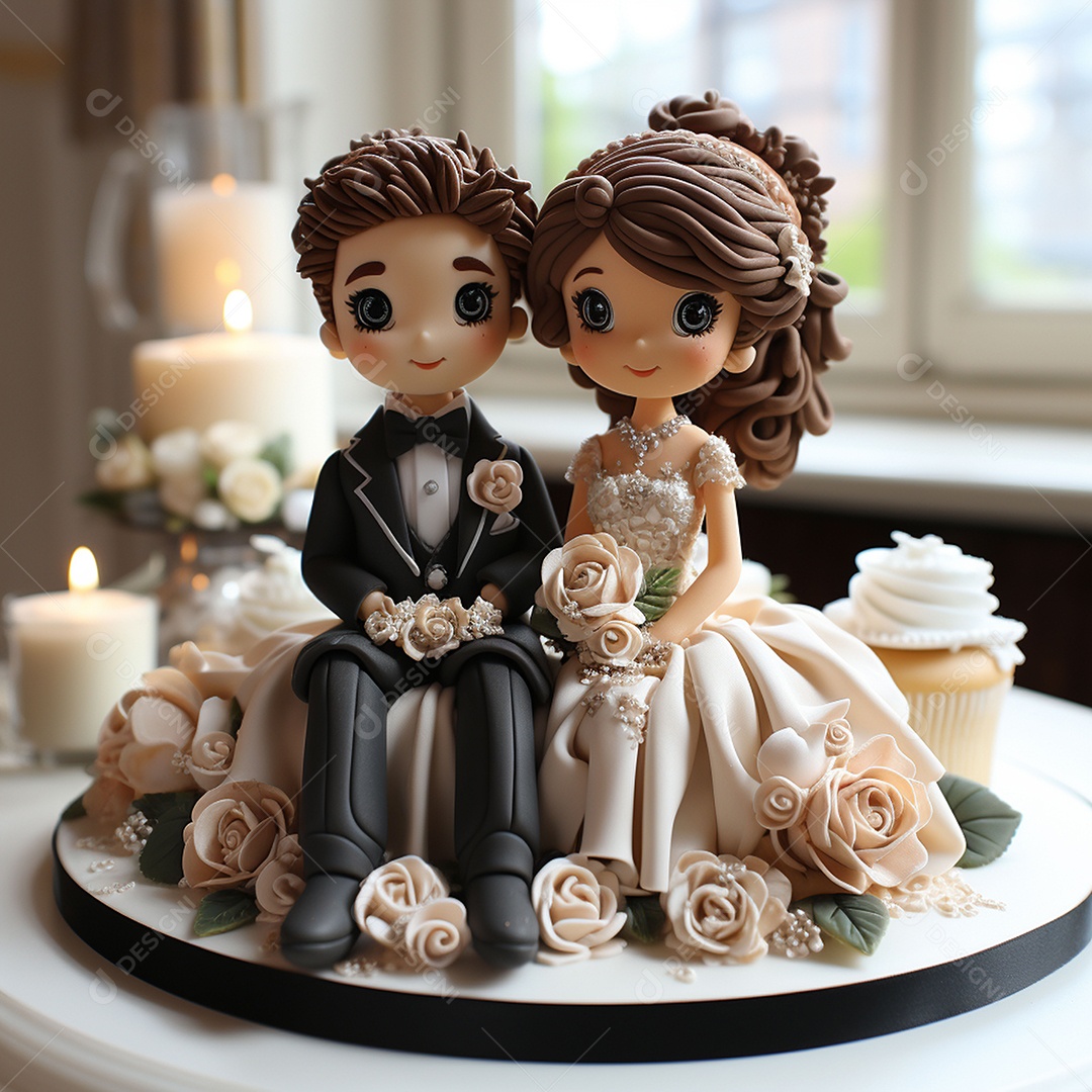 Bolo de casamento fofo para noivos